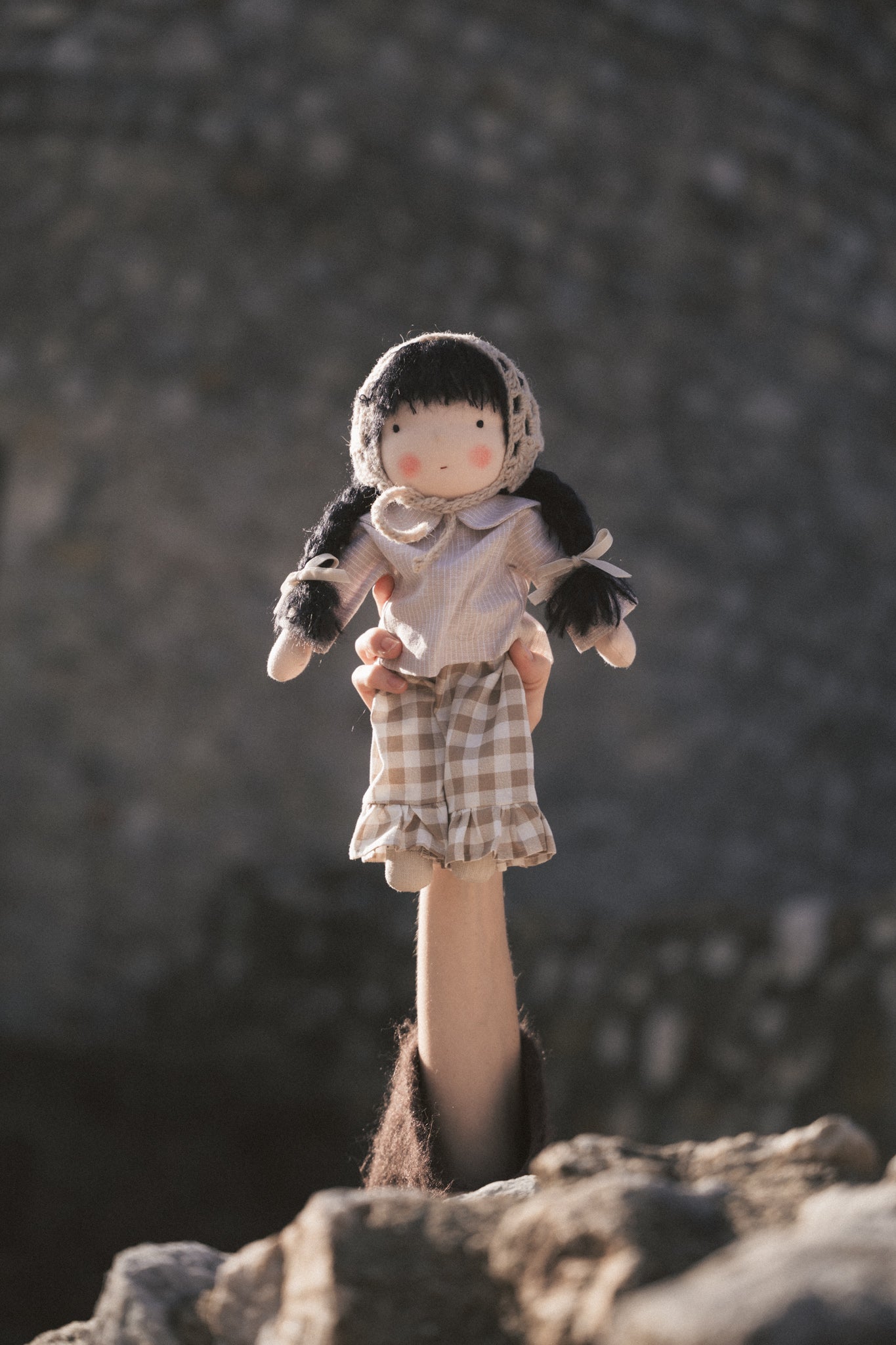 Waldorf doll YUKI medium / gingham collection