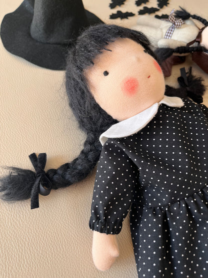 Waldorf doll WEDNESDAY medium / halloween collection
