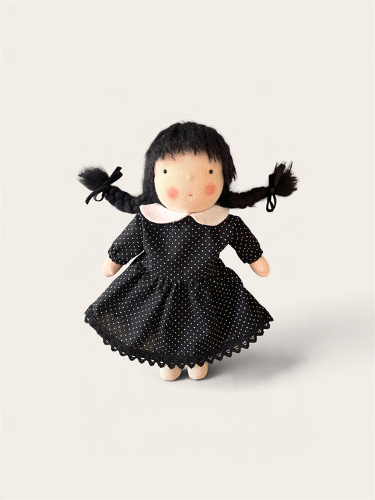 Waldorf doll WEDNESDAY medium / halloween collection