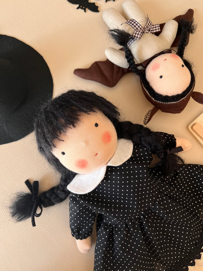 Waldorf doll WEDNESDAY medium / halloween collection