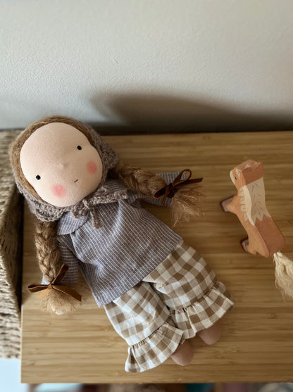 Waldorf doll OFELIA medium / gingham collection