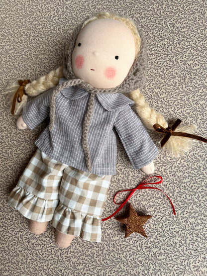 Waldorf doll DEVA medium / gingham collection