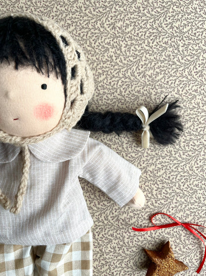 Waldorf doll YUKI medium / gingham collection