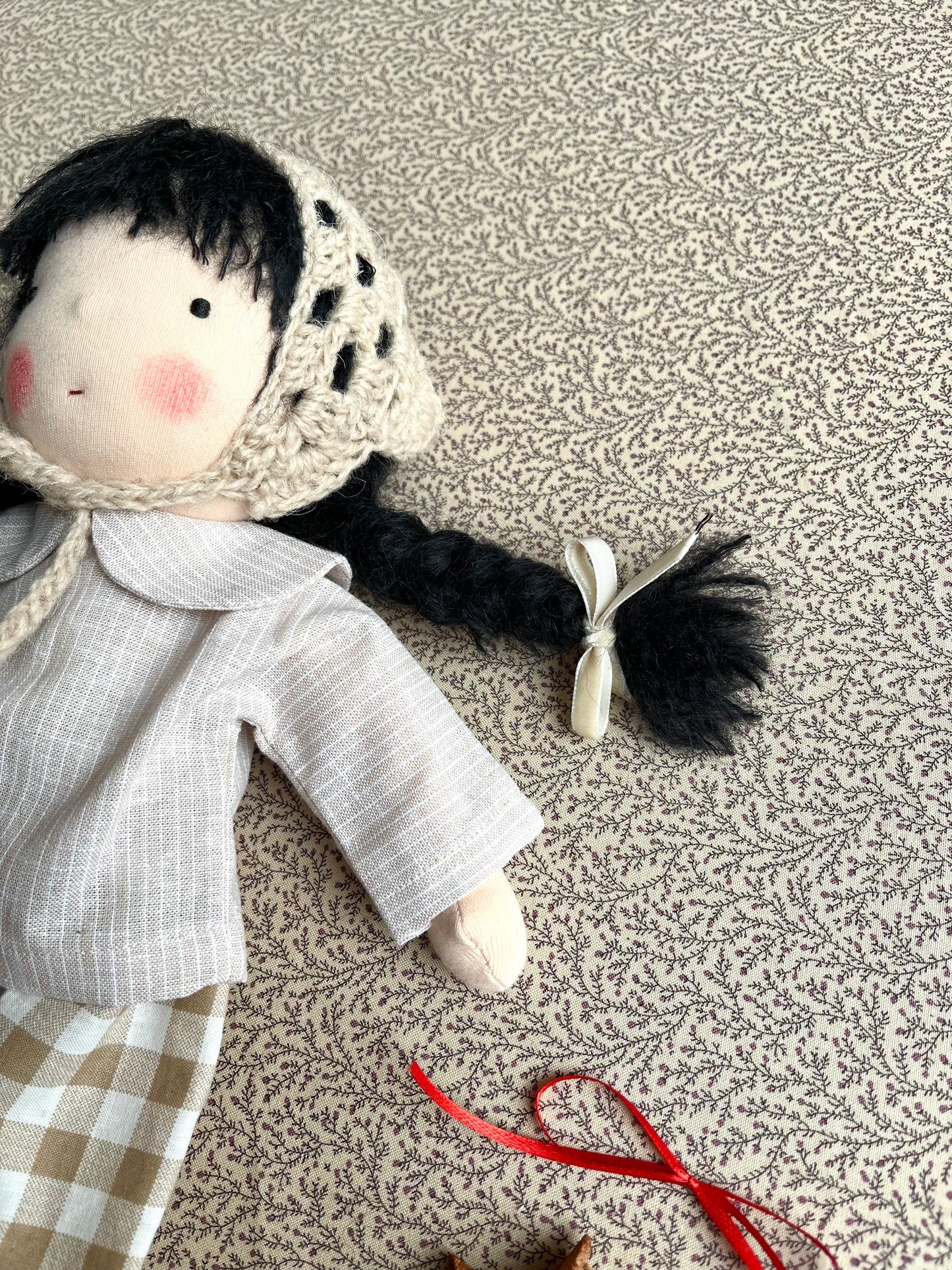 Waldorf doll YUKI medium / gingham collection