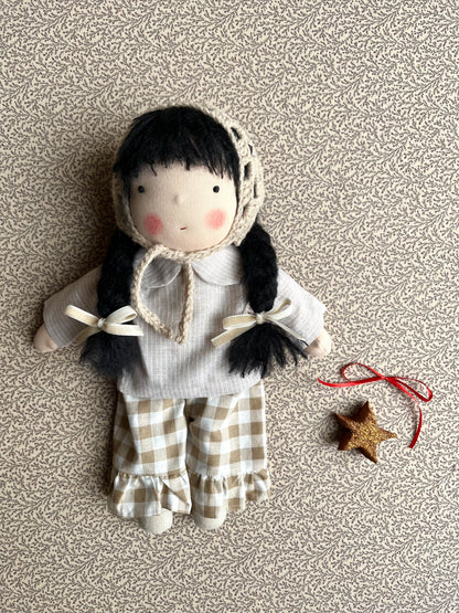 Waldorf doll YUKI medium / gingham collection