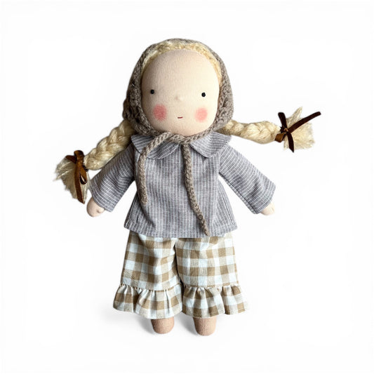 Waldorf doll DEVA medium / gingham collection