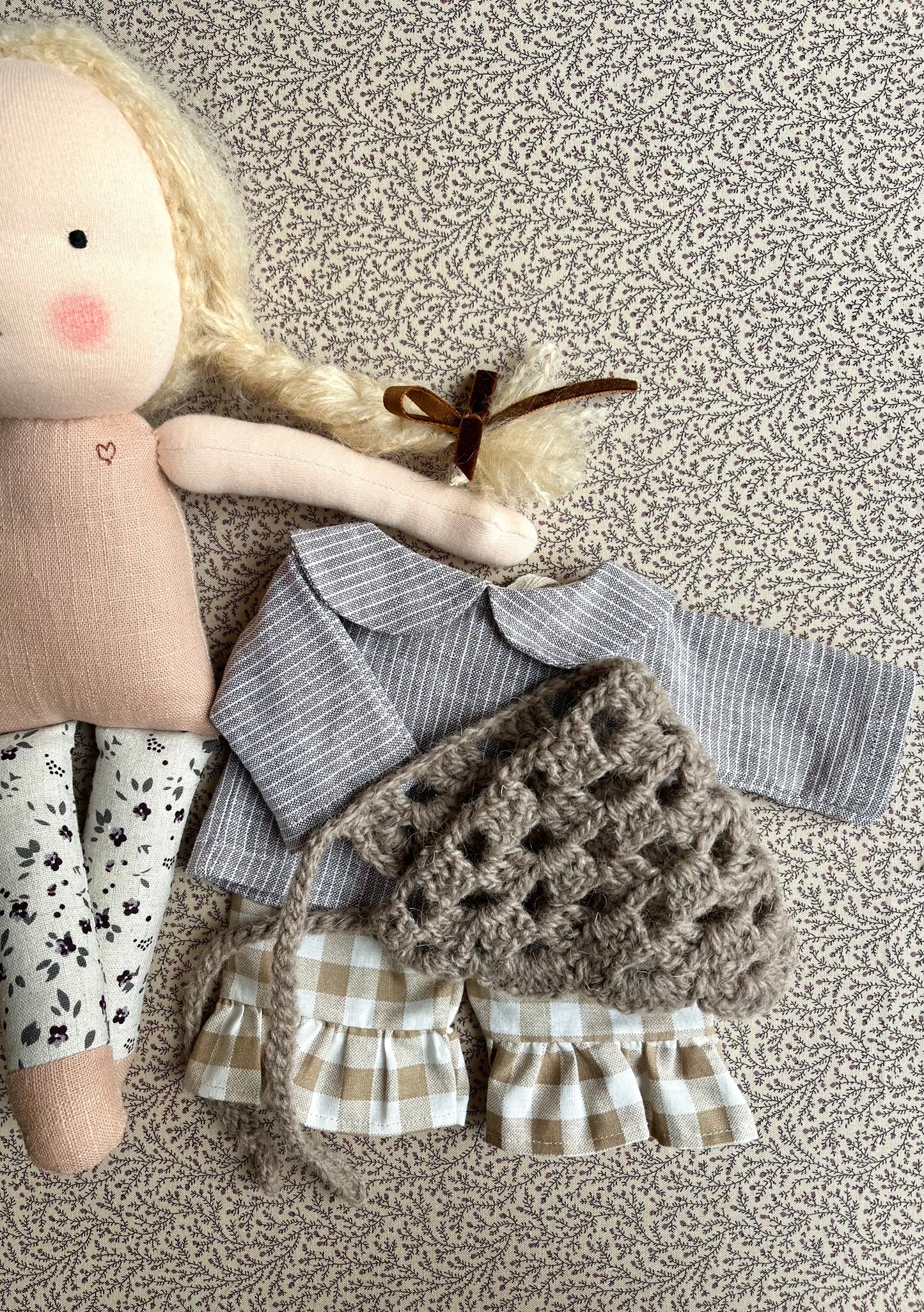 Waldorf doll DEVA medium / gingham collection