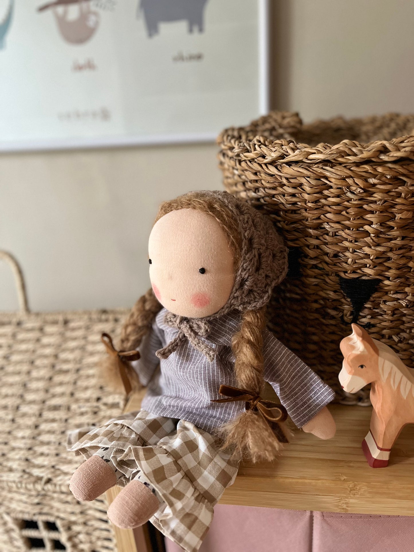 Waldorf doll OFELIA medium / gingham collection