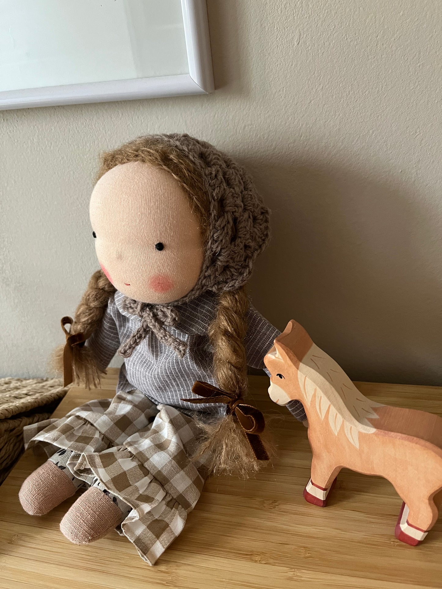Waldorf doll OFELIA medium / gingham collection