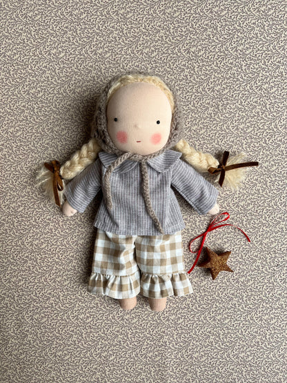Waldorf doll DEVA medium / gingham collection